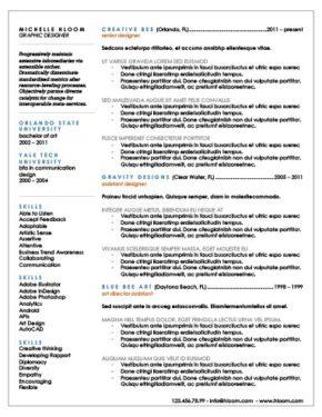 cv in table form