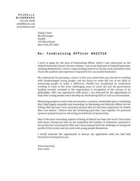 cover letter fundraising