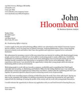 business cover letter template