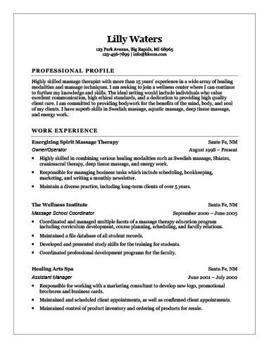 New Massage Therapist Resume Examples