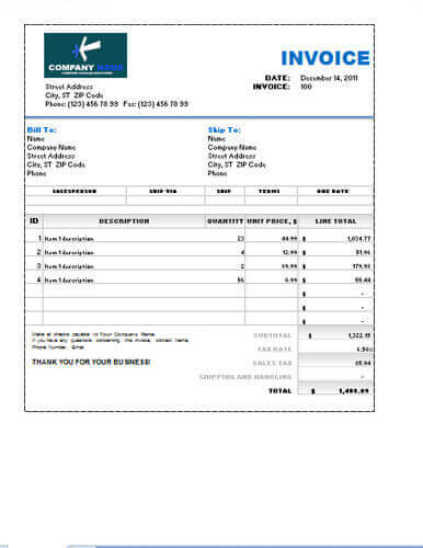 Proforma Invoice Template Ms Word