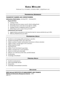 clerk cashier resume