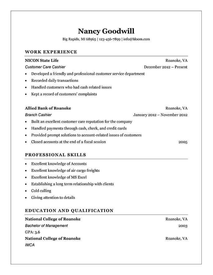 Insurance-Company-Cashier-Resume