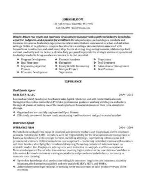 insurance agent sample resume