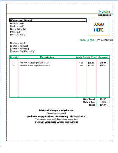 Proforma Invoice Template Ms Word