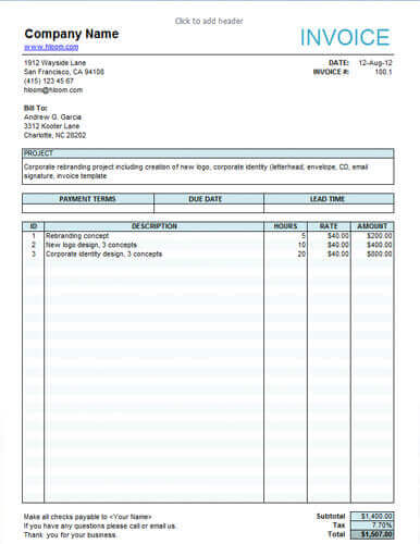 Service Invoice Template for Freelancers  freelance writing price per word