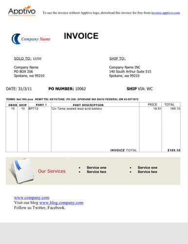 Garage Invoice Template