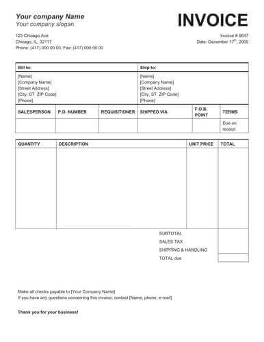 Professional Invoice Template Openoffice