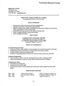 functional resume young teacher
