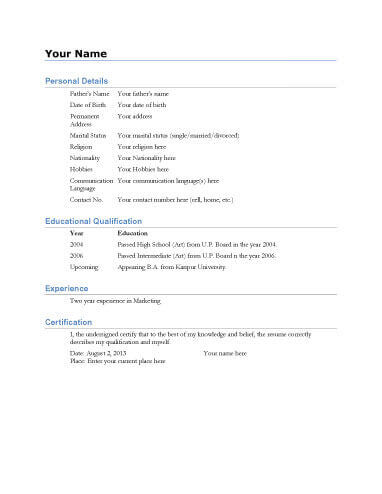 Biodata What It Is 7 Biodata Resume Templates Hloom