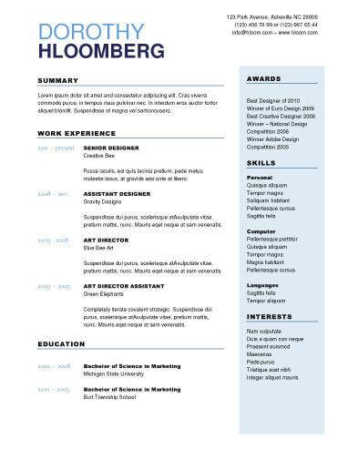 22 Contemporary Resume Templates Hloom