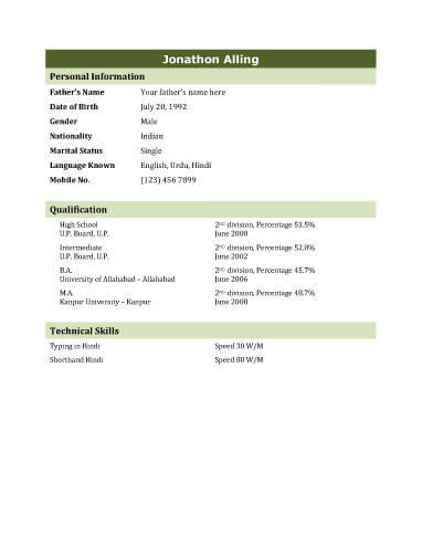 Biodata What It Is 7 Biodata Resume Templates Hloom