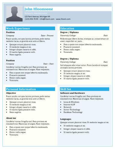 One Page Cv Template Docx