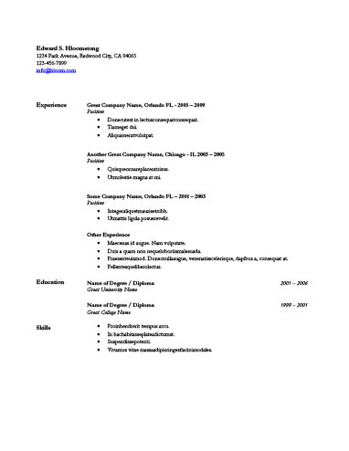 Plantilla de CV estructura minimalista