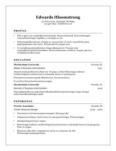 CV Traditional Elegance OpenOffice