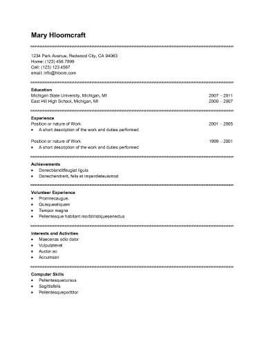 Basic Resume Template from www.hloom.com
