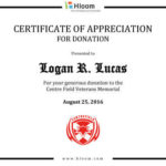 Appreciation For Donation Certificate