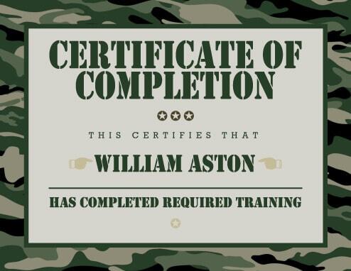 Army Training Certificate