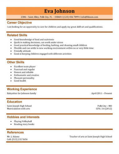 3 Free Baby Sitter Resume Samples in Word 3 Free Baby Sitter Resume Samples in Word
