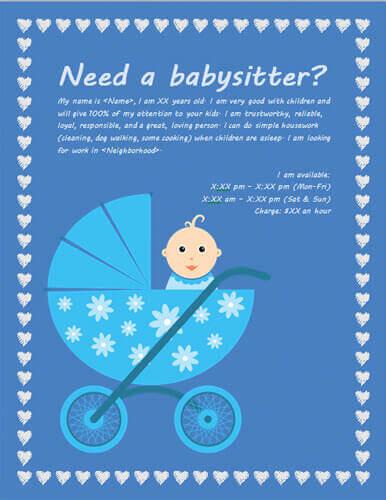 Babysitting flyer with Baby Carriage