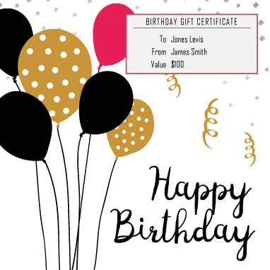 Baloons Birthday Gift Certificate