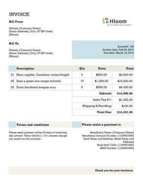 Banner Blocks Invoice Template Excel