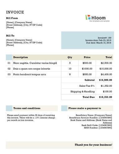 19 Blank Invoice Templates Microsoft Word Hloom