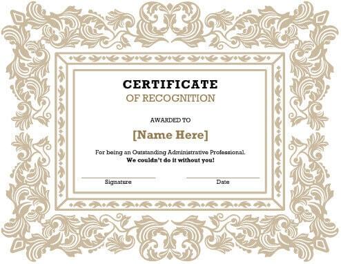 certificate of recognition template