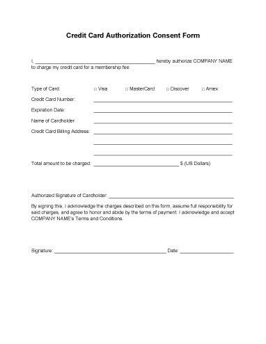 Basic Membership Charge Authorization Form