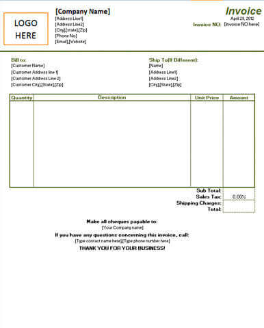 Basic Sample Purchase invoice format