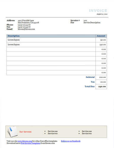 25 Free Service Invoice Templates Billing In Word And Excel Hloom