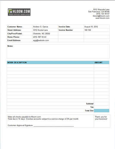 25 Free Service Invoice Templates Billing In Word And Excel Hloom