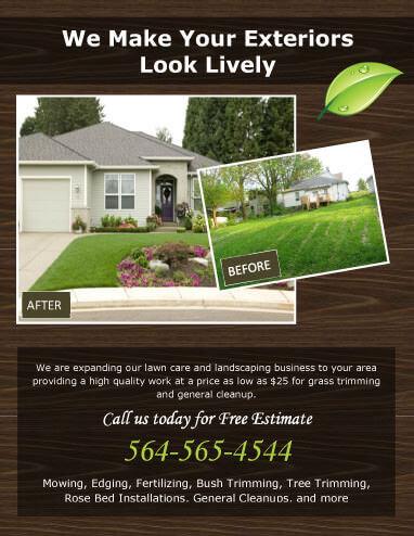 Before and After Wooden Theme Landscaping Flyer Template
