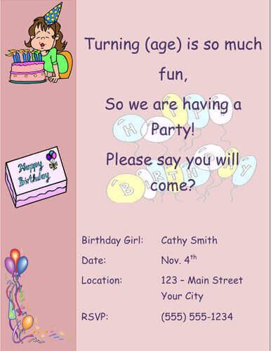 Birthday party invitations for little girls