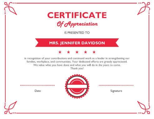 free printable certificate of appreciation templates