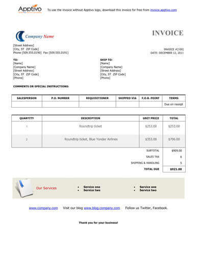 Blank Invoice Banded Row