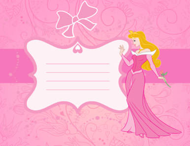 Blank Pink Kids Party Invitation with princess