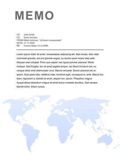 Blue wold sample of memo