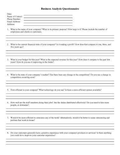 New Business Questionnaire Yapis Sticken Co - 32 sample questionnaire templates in microsoft word