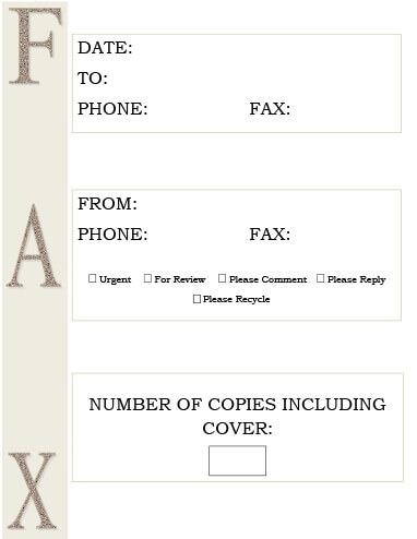 Modèle de fax carte de visite