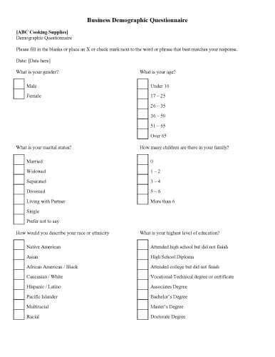 32 Sample Questionnaire Templates in Microsoft Word 32 Sample Questionnaire Templates in Microsoft Word