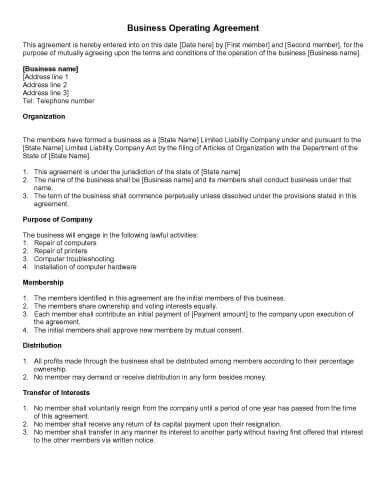 Website Operations Agreement Template