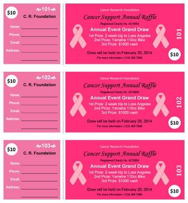 Candy stripes Cancer Charity Raffle Ticket Template