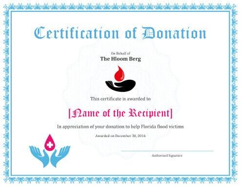 Certificate of Appreciation for Donation Example