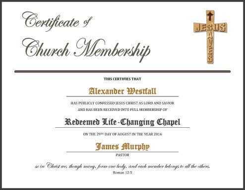 Church Membership Certificate Template Postermywall