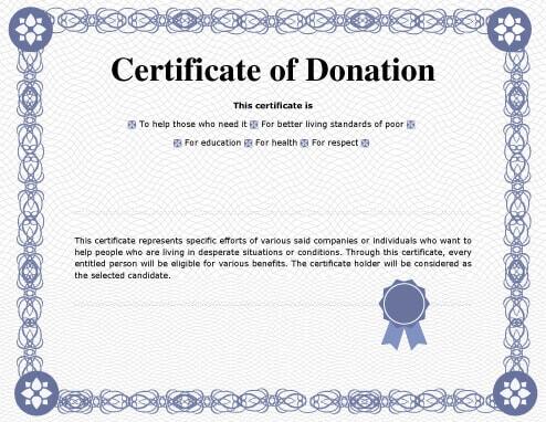 7 Printable Donation Certificates Templates | Hloom