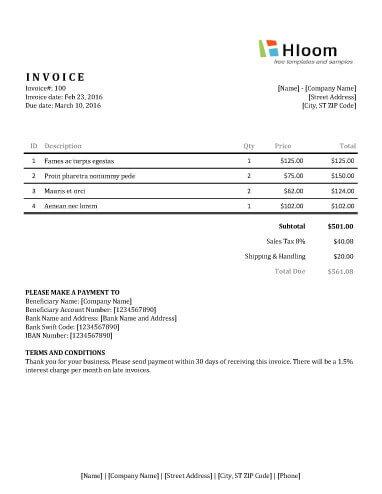 Clean Cut Invoice Example Excel