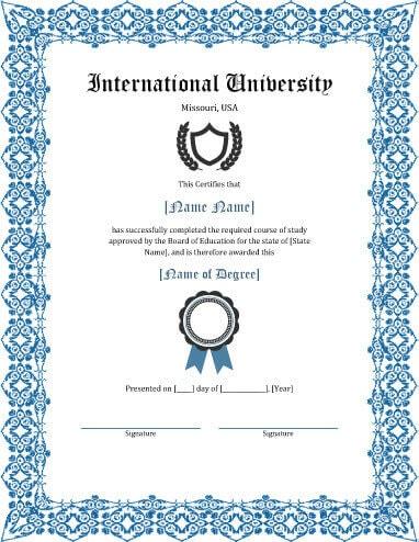 university degree certificate template