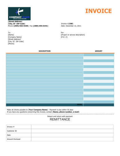 Colorful free invoice with remittance slip