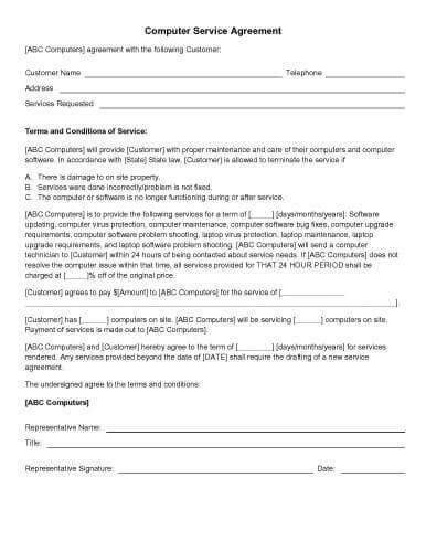 Computer Service Agreement
